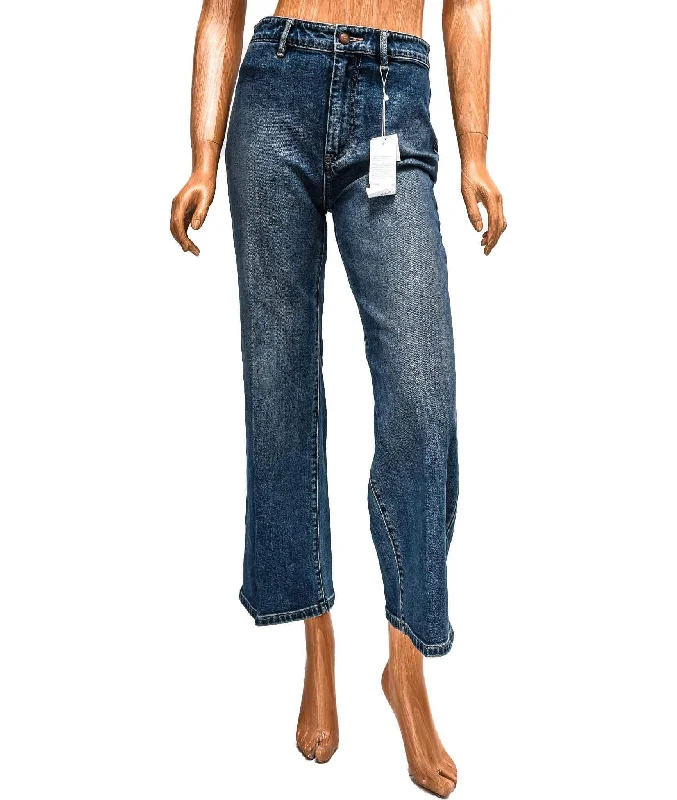 High Waisted Cropped Wide Leg Jeans Casual Distressed Denim Jeans