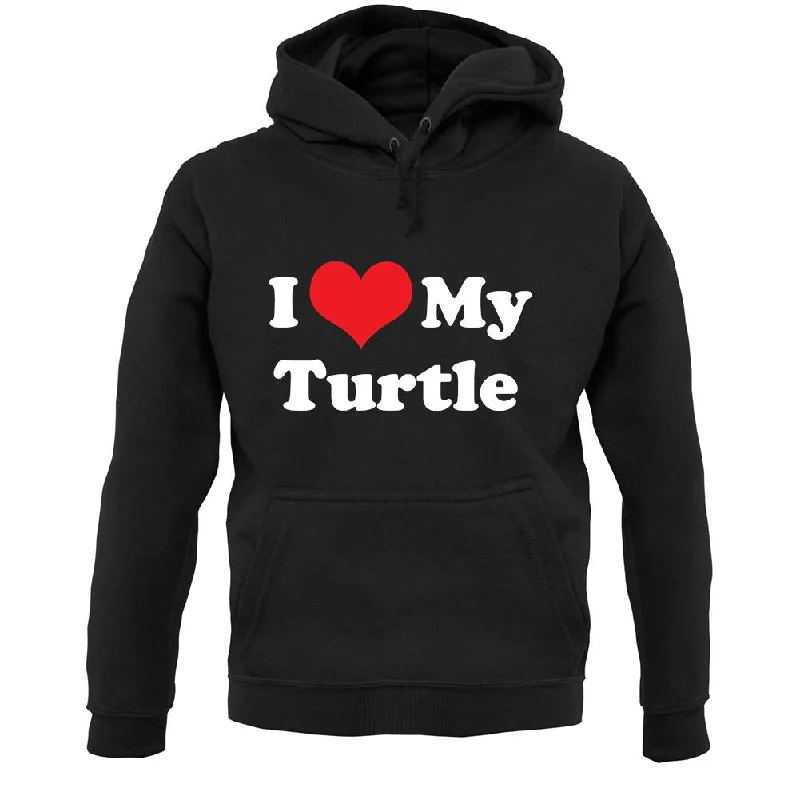 I Love My Turtle Unisex Hoodie Hoodie with Hem Drawcord Adjustable Customizable