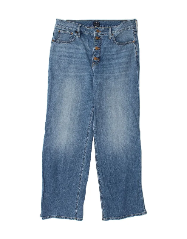 J. CREW Womens Wide Leg Jeans W31 L29 Blue Cotton Cozy Stretch High-Waist Jeans
