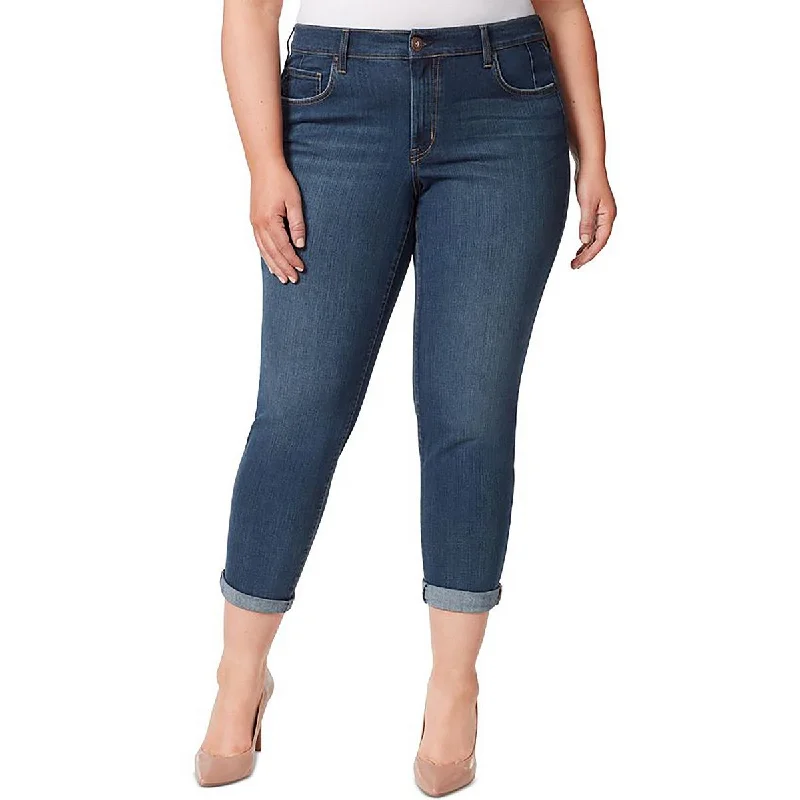 Jessica Simpson Womens Plus Stretch Ankle Jeans Trendy Skinny High-Waist Jeans