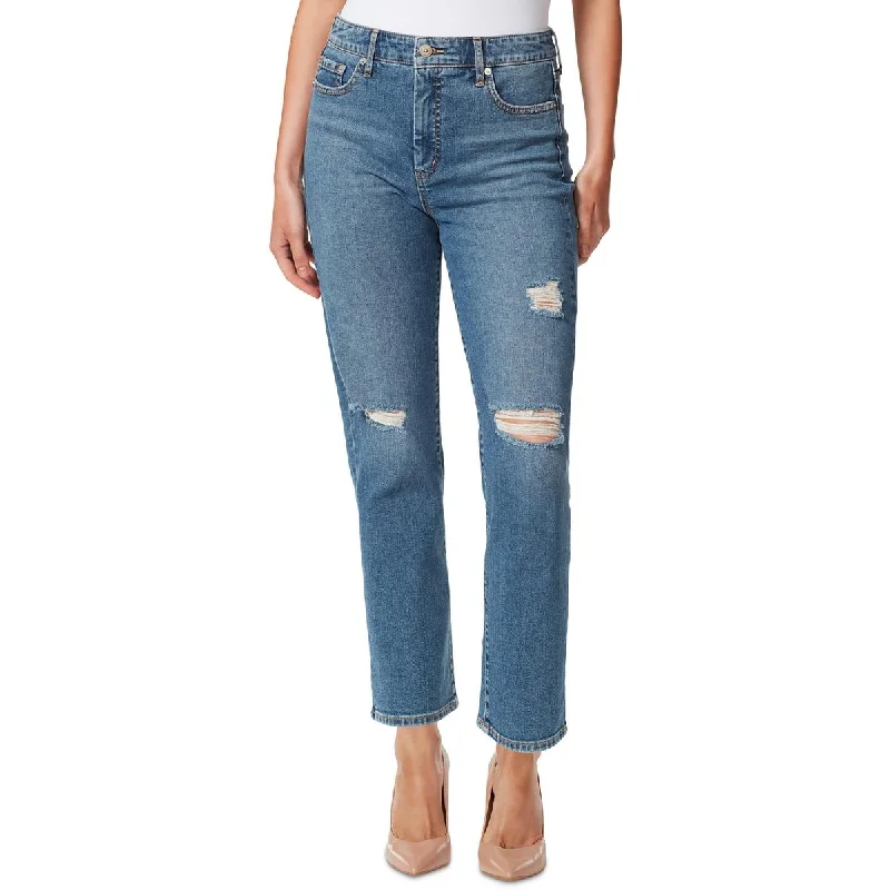 Jessica Simpson Womens Spotlight Denim Distressed Straight Leg Jeans Comfortable Folded Hem Jeans Jessica Simpson Womens Spotlight Denim Distressed Straight Leg Jeans Comfortable Folded Hem Jeans