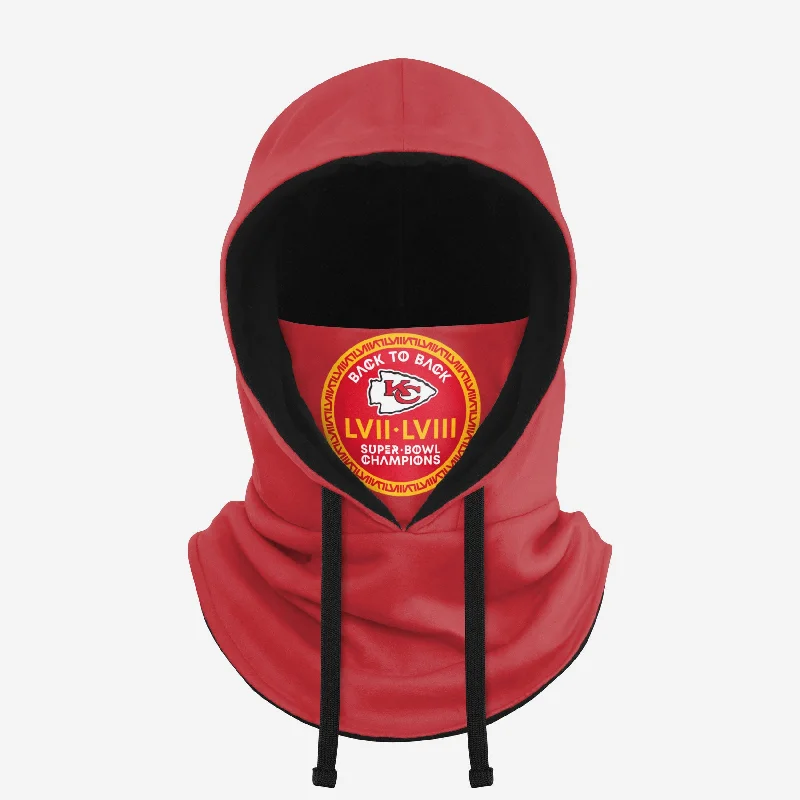 Kansas City Chiefs Super Bowl LVIII Champions Drawstring Hooded Gaiter Hoodie with Hem Lace Feminine Delicate