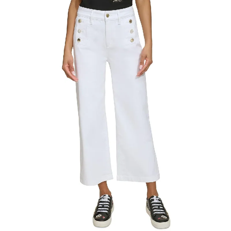 Karl Lagerfeld Paris Womens Denim Sailor Wide Leg Jeans Chic Dark-Wash Skinny Jeans