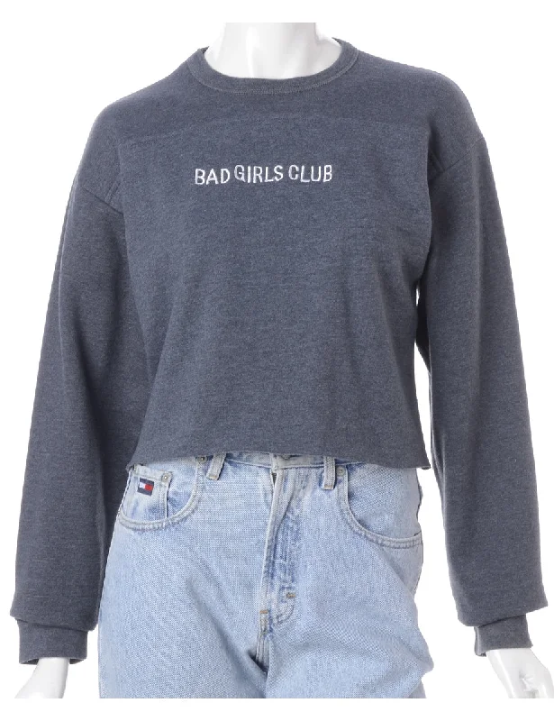 Label Bad Girls Club Sweatshirt Hoodie with Snap Buttons Easy Quick
