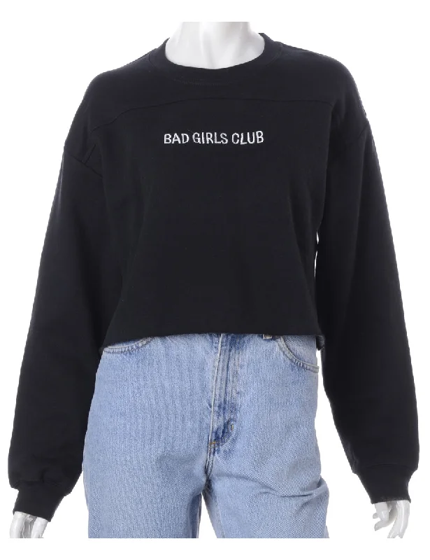 Label Bad Girls Club Sweatshirt Hoodie with Front Slit Layering Stylish