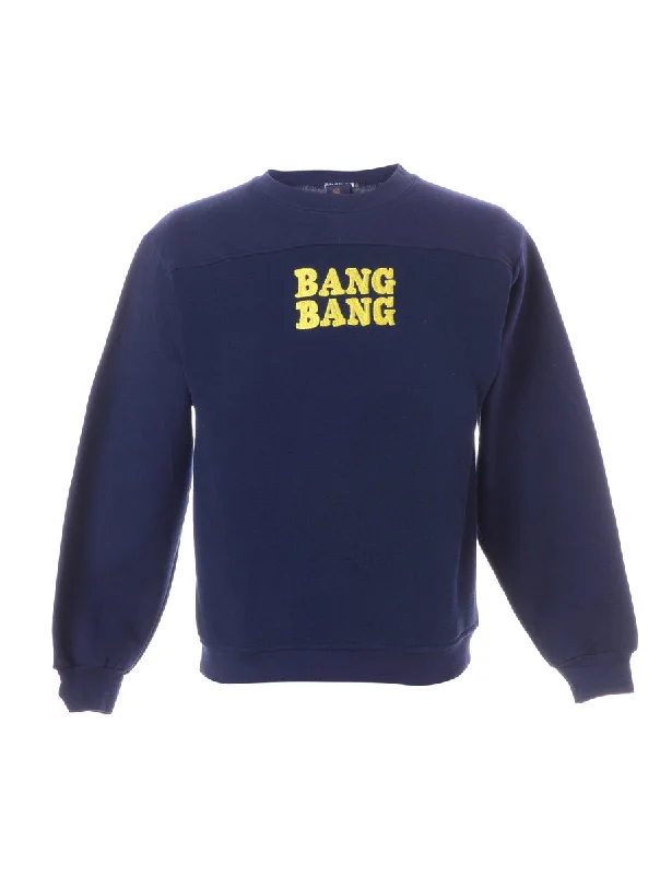 Label Bang Bang Embroidered Sweatshirt Hoodie with Hem Embroidery Detailed Premium