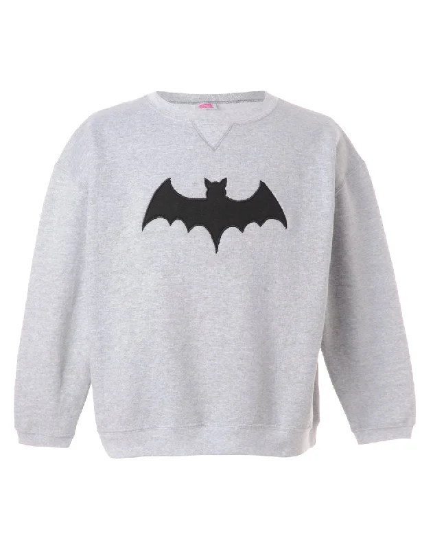 Label Bat Embroidered Sweatshirt Hoodie Sweatshirt Pullover