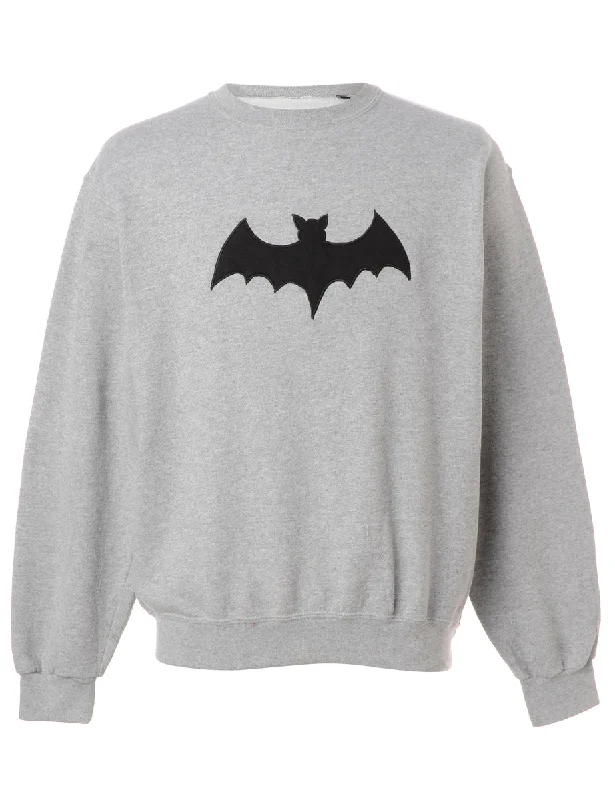 Label Bat Embroidered Sweatshirt Oversized Hoodie Comfort Casual