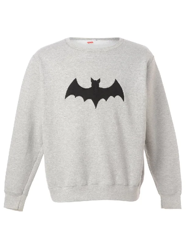 Label Bat Embroidered Sweatshirt Hoodie Jacket Zipper Layering
