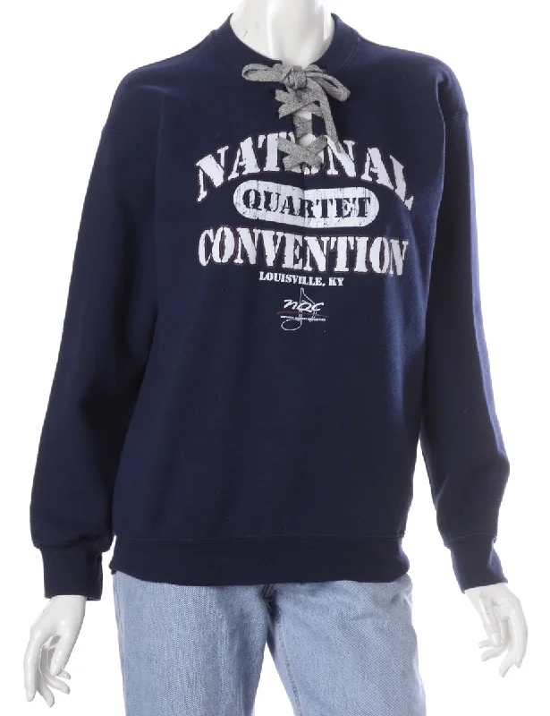 Label Bea Lace Up Sweatshirt Hoodie with Patch Decorative Personalized