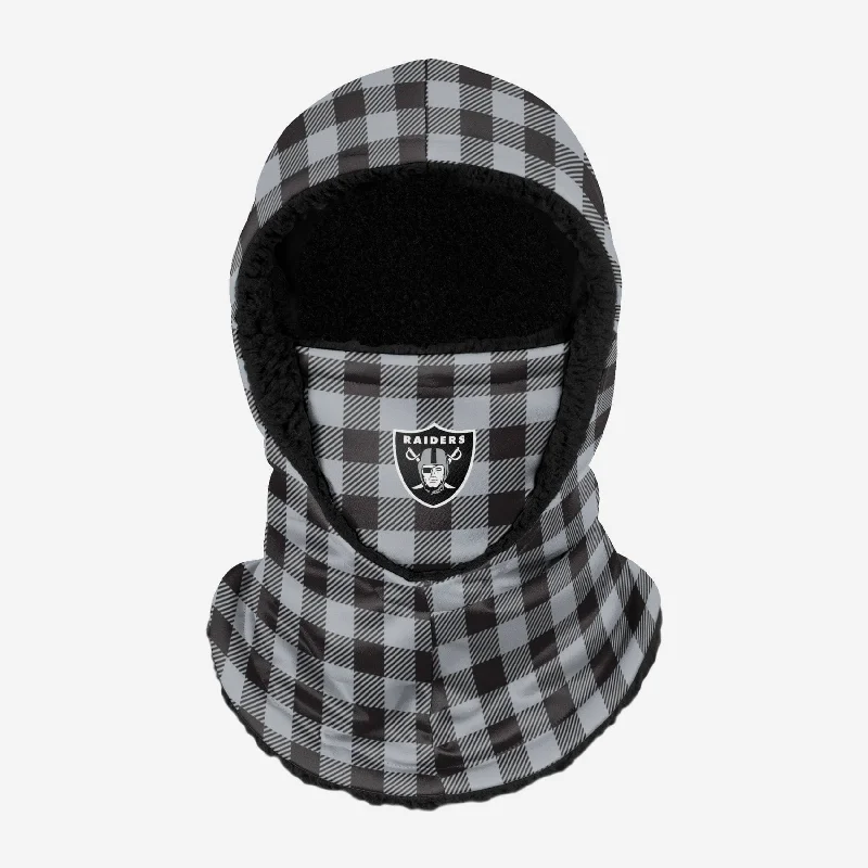 Las Vegas Raiders Plaid Hooded Gaiter Hoodie with Color Block Contrast Stylish