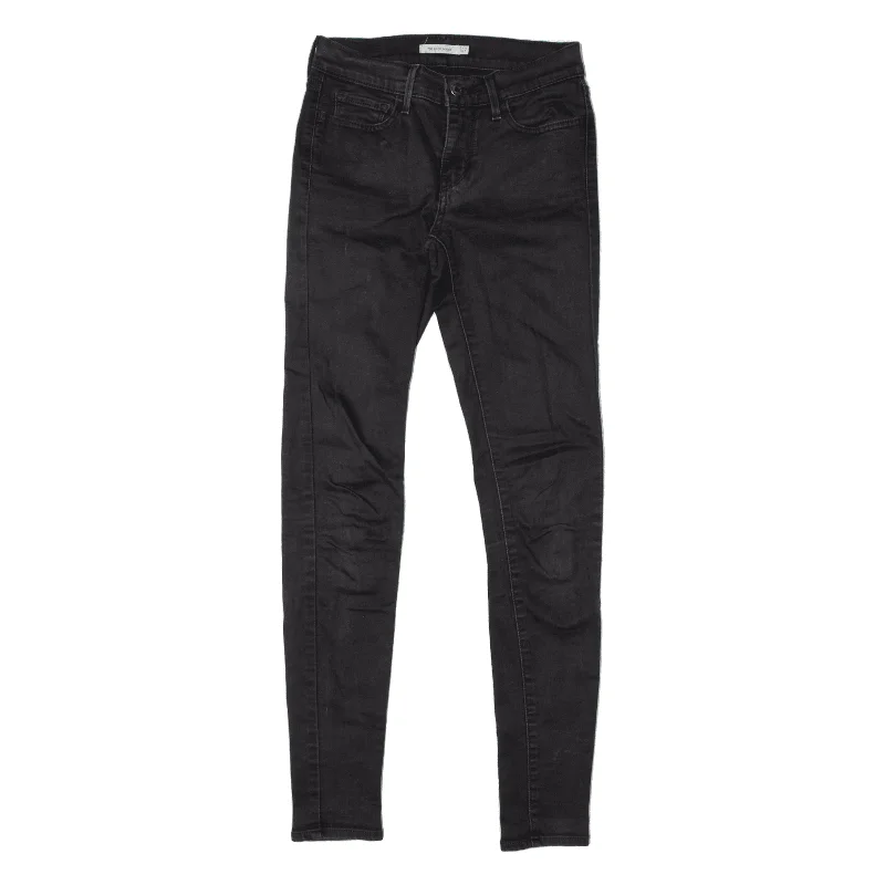 LEVI'S 710 Jeans Black Denim Slim Skinny Womens W27 L32 Elegant Raw Hem Jeans