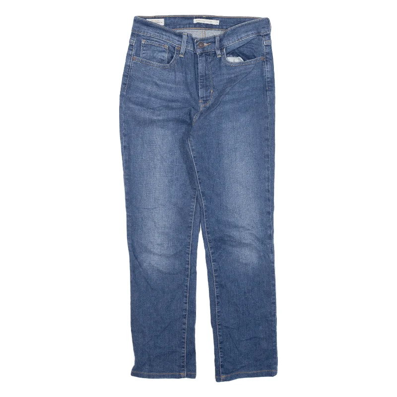 LEVI'S Premium BIg E 724 High Rise Jeans Blue Denim Regular Straight Womens W28 L26 Fashionable Raw Hemmed Jeans LEVI'S Premium BIg E 724 High Rise Jeans Blue Denim Regular Straight Womens W28 L26 Fashionable Raw Hemmed Jeans