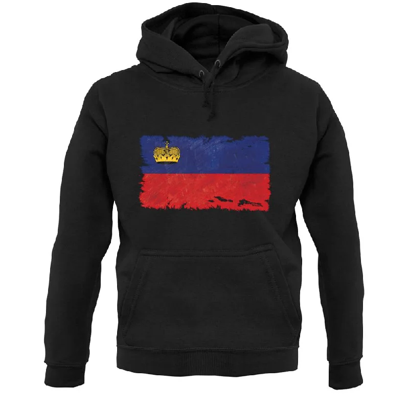 Liechtenstein Grunge Style Flag Unisex Hoodie Hoodie with Fur Luxurious Winter