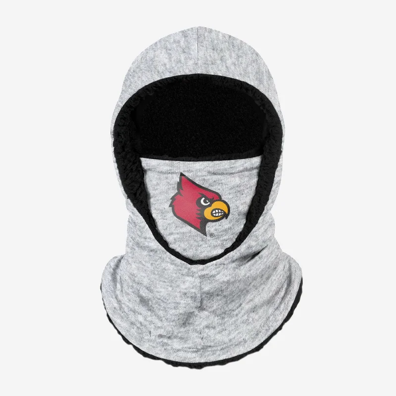 Louisville Cardinals Heather Grey Big Logo Hooded Gaiter Hoodie with Turtle Neck Cozy Winter Louisville Cardinals Heather Grey Big Logo Hooded Gaiter Hoodie with Turtle Neck Cozy Winter