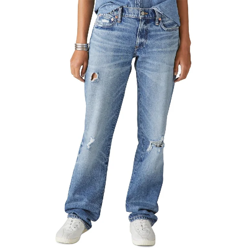 Lucky Brand Womens Denim Destroyed Bootcut Jeans Elegant High-Waisted Flared Jeans