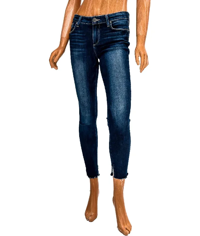 Mid-Rise Ankle Fray Skinny Jeans Comfortable Stretch Fit Jeans
