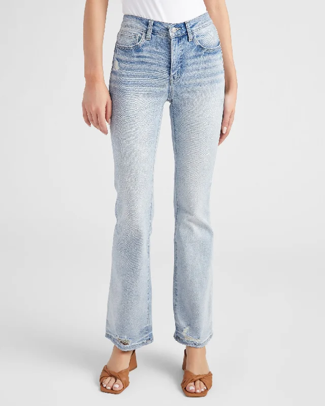 Mid Rise Distressed Hem Bootcut Jeans Fashionable Bootcut Jeans