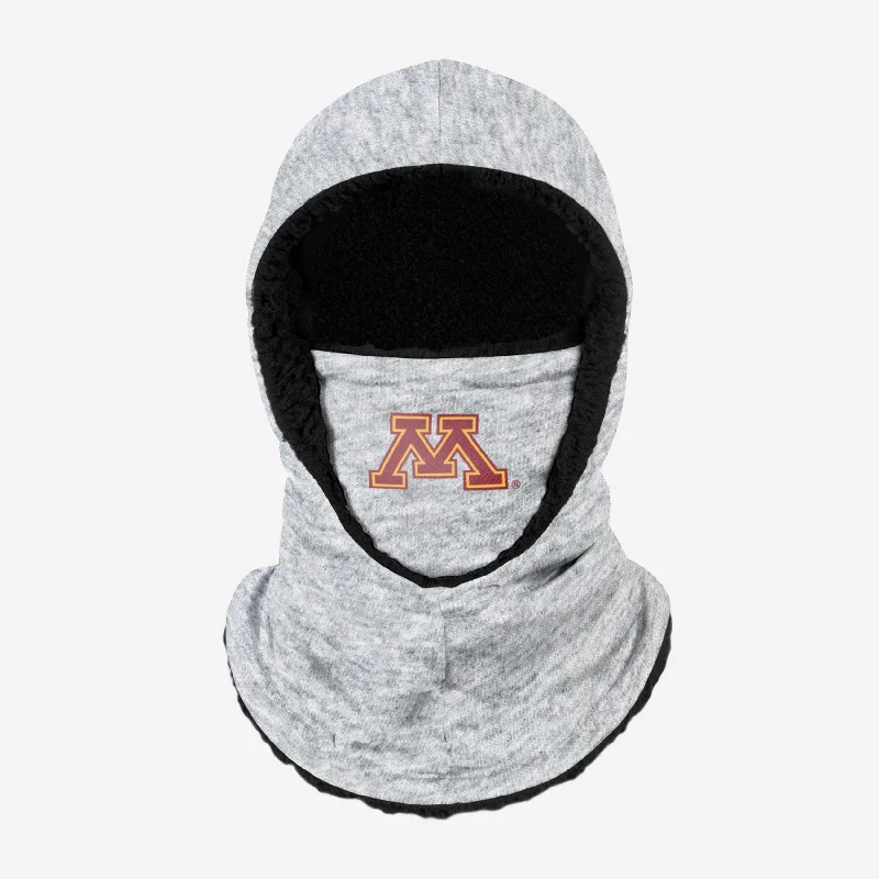 Minnesota Golden Gophers Heather Grey Big Logo Hooded Gaiter Hoodie with Full-Zip Functional Layering Minnesota Golden Gophers Heather Grey Big Logo Hooded Gaiter Hoodie with Full-Zip Functional Layering