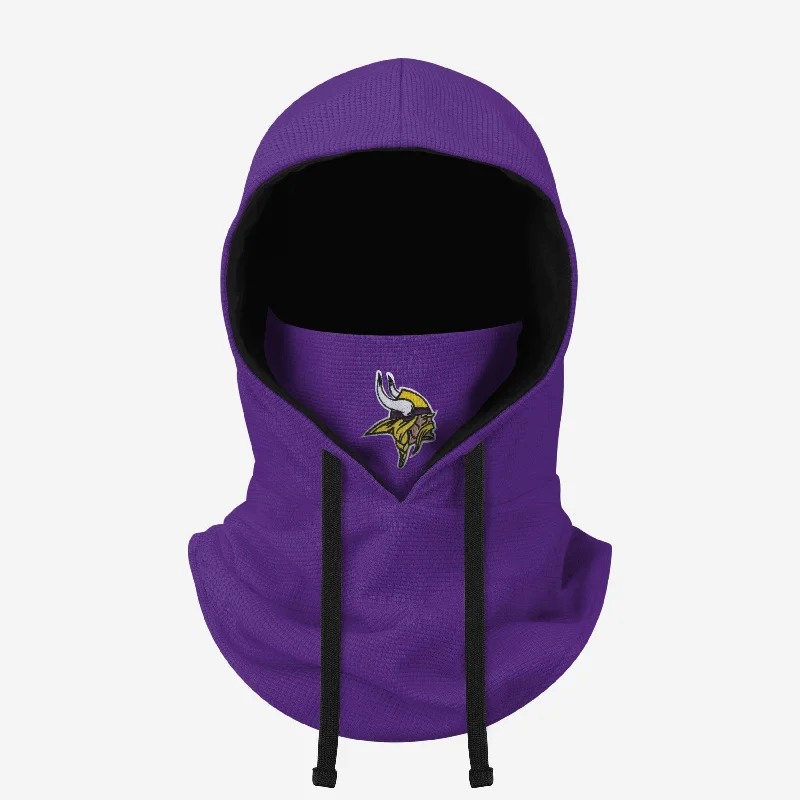 Minnesota Vikings Waffle Drawstring Hooded Gaiter Hoodie with Hem Frayed Vintage Worn Minnesota Vikings Waffle Drawstring Hooded Gaiter Hoodie with Hem Frayed Vintage Worn