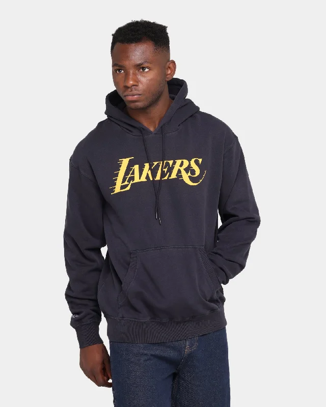 Mitchell & Ness Los Angeles Lakers Logo Vintage Hoodie Faded Black Hoodie with Rhinestones Sparkly Elegant Mitchell & Ness Los Angeles Lakers Logo Vintage Hoodie Faded Black Hoodie with Rhinestones Sparkly Elegant
