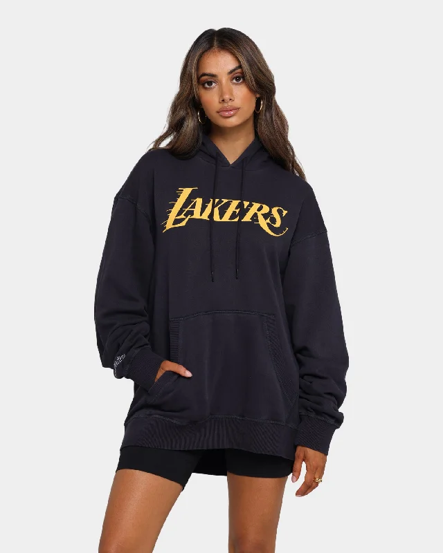 Mitchell & Ness Los Angeles Lakers Logo Vintage Hoodie Faded Black Hoodie with Magnetic Closure Innovative Modern