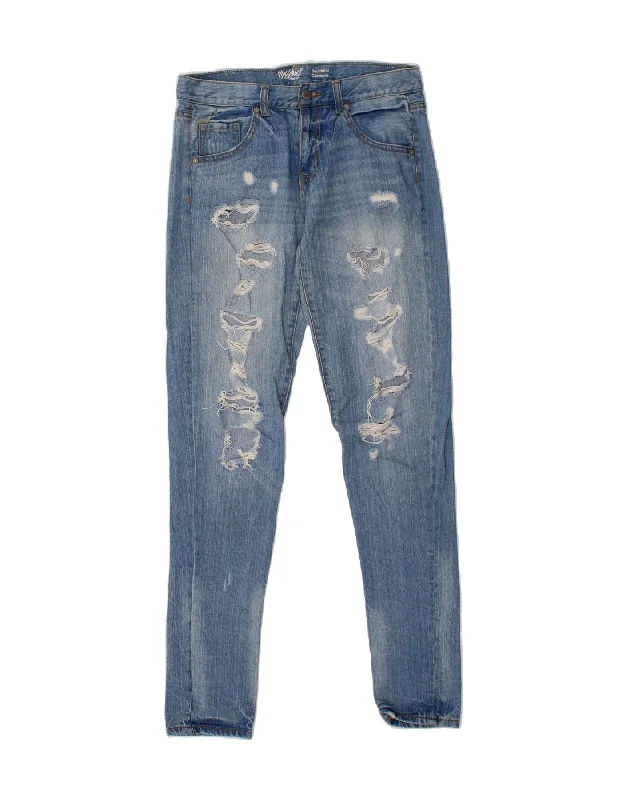 MOSSIMO Womens Boyfriend Distressed Skinny Jeans US 0 XS W25 L31 Blue Fashionable White Denim Jeans MOSSIMO Womens Boyfriend Distressed Skinny Jeans US 0 XS W25 L31 Blue Fashionable White Denim Jeans
