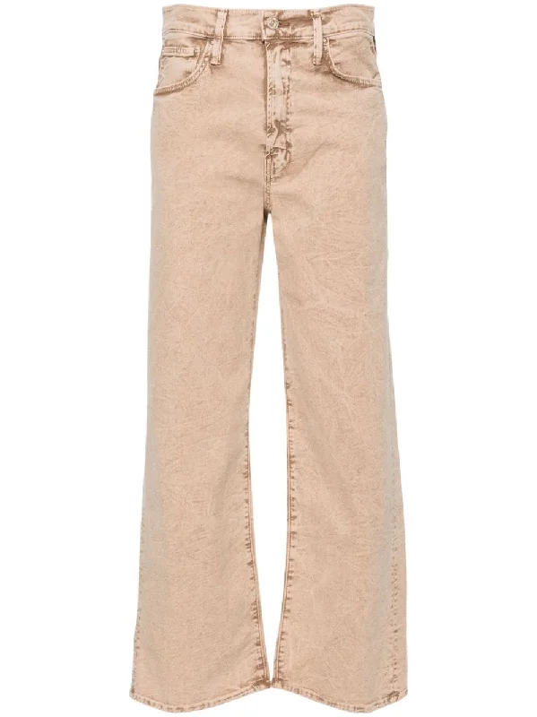 Mother Jeans Beige Cozy Wide-Legged Jeans