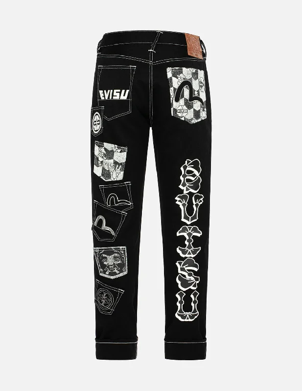 Multi-Pocket Carrot Fit Denim Jeans #2017 Fashionable Raw Edge Jeans