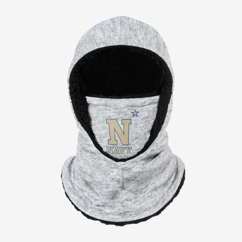Navy Midshipmen Heather Grey Big Logo Hooded Gaiter Hoodie with Crew Neck Simple Timeless Navy Midshipmen Heather Grey Big Logo Hooded Gaiter Hoodie with Crew Neck Simple Timeless