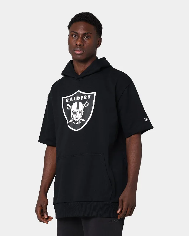 New Era Las Vegas Raiders Oversized Short Sleeve Hoodie Black Hoodie with Patch Decorative Personalized New Era Las Vegas Raiders Oversized Short Sleeve Hoodie Black Hoodie with Patch Decorative Personalized