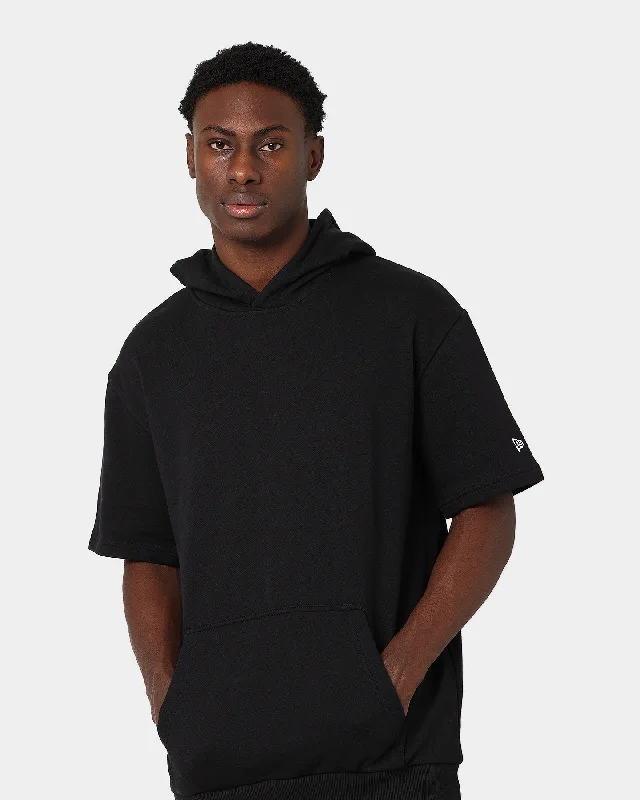 New Era Oversized Short Sleeved Hoodie Black Hoodie with Thumb Holes Functional Cozy New Era Oversized Short Sleeved Hoodie Black Hoodie with Thumb Holes Functional Cozy