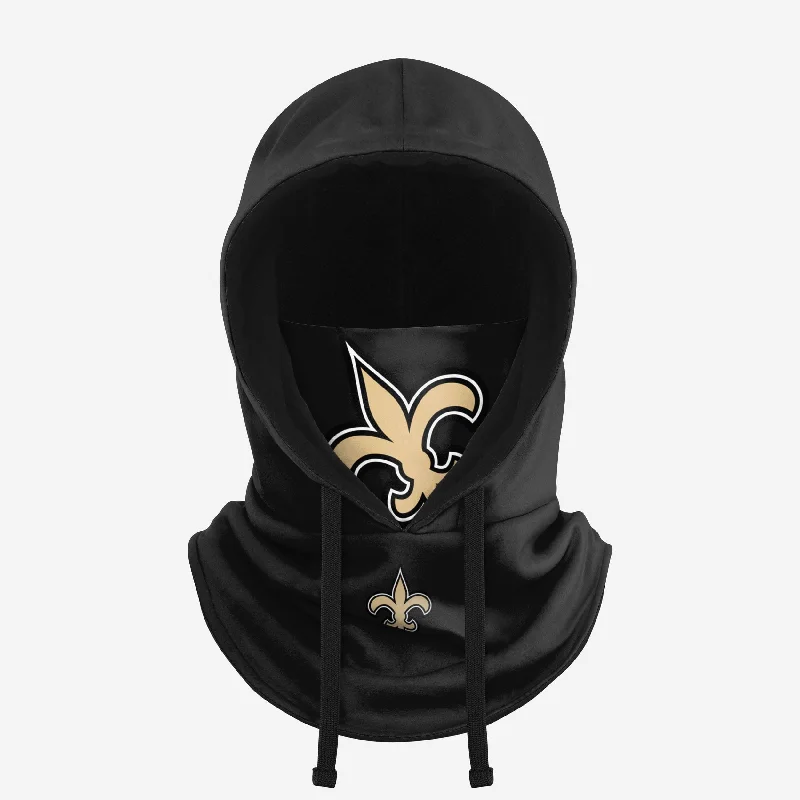New Orleans Saints Black Drawstring Hooded Gaiter Hoodie with Snap Buttons Easy Quick New Orleans Saints Black Drawstring Hooded Gaiter Hoodie with Snap Buttons Easy Quick