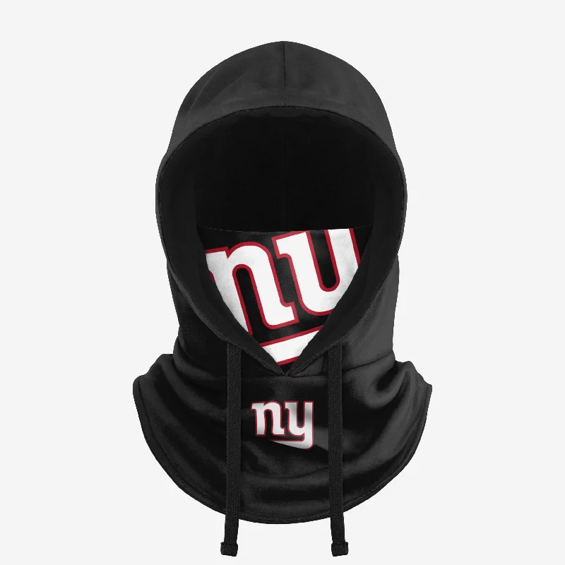 New York Giants Black Drawstring Hooded Gaiter Hoodie with Embroidery Detailed Premium New York Giants Black Drawstring Hooded Gaiter Hoodie with Embroidery Detailed Premium
