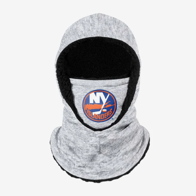 New York Islanders Heather Grey Big Logo Hooded Gaiter Hoodie with Mesh Breathable Sporty New York Islanders Heather Grey Big Logo Hooded Gaiter Hoodie with Mesh Breathable Sporty