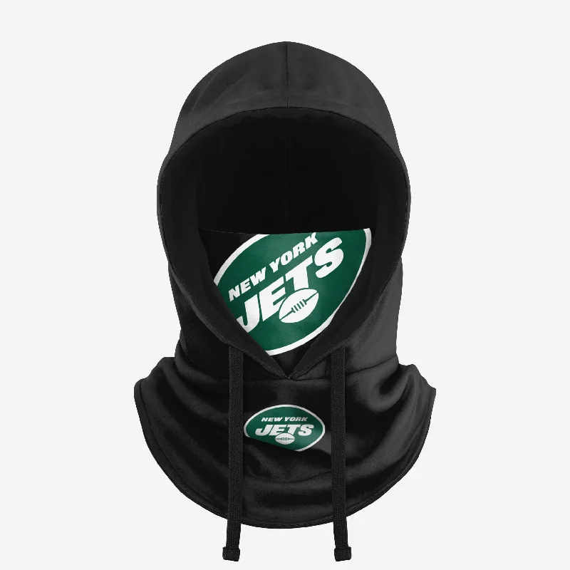 New York Jets Black Drawstring Hooded Gaiter Hoodie with Relaxed Fit Easy Casual