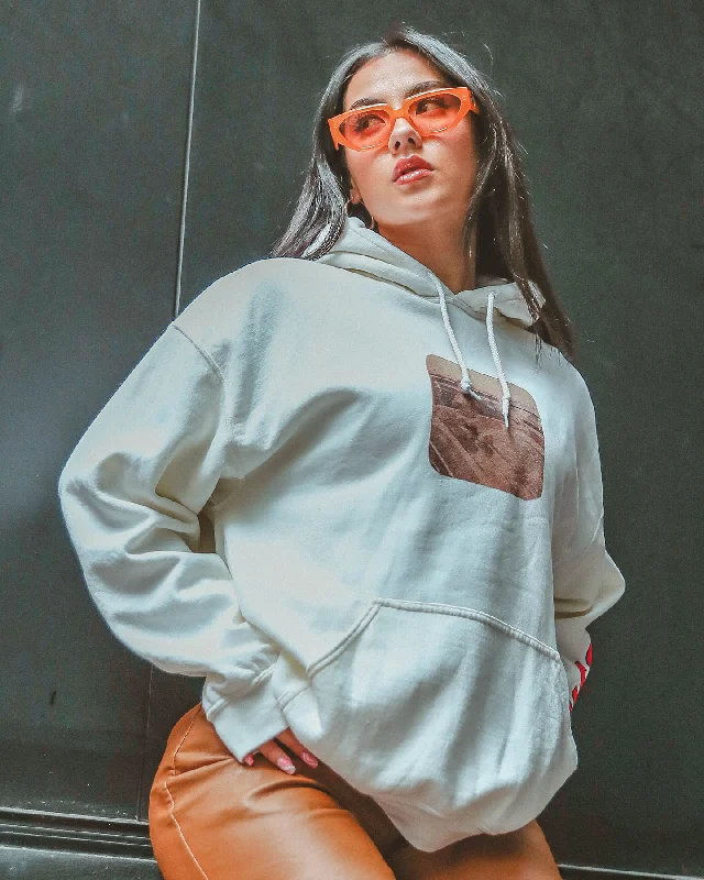 Notorious B.I.G Baby Car Hoodie Off White Hoodie with Hem Applique Textured Unique