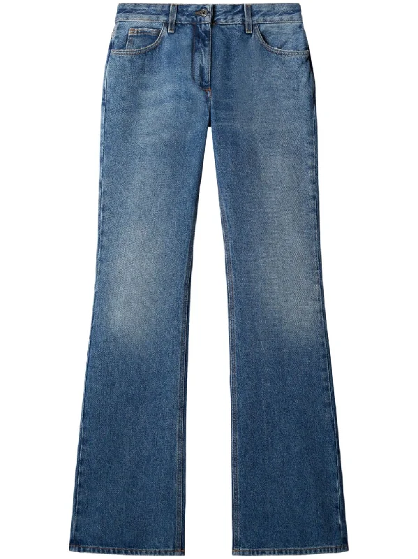 Off White Jeans Blue Comfortable Straight-Legged Denim
