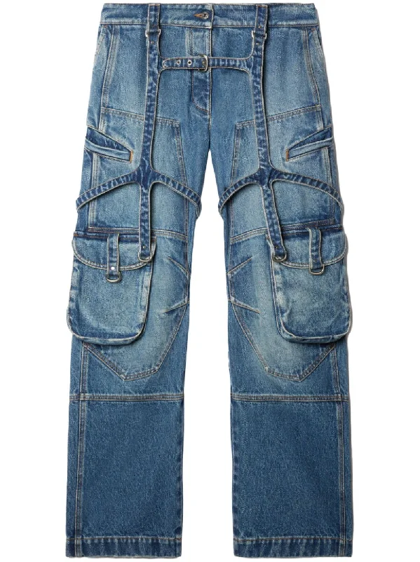 Off White Jeans Blue Stylish High-Waist Jeans