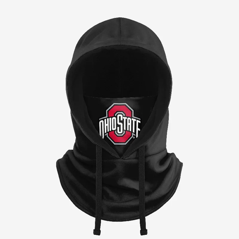 Ohio State Buckeyes Black Drawstring Hooded Gaiter Hoodie with Typography Text Message Ohio State Buckeyes Black Drawstring Hooded Gaiter Hoodie with Typography Text Message