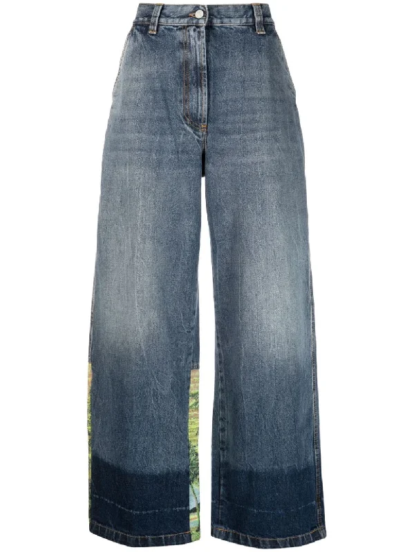 Palm Angels Jeans Blue Elegant Dark-Wash Bootcut Jeans