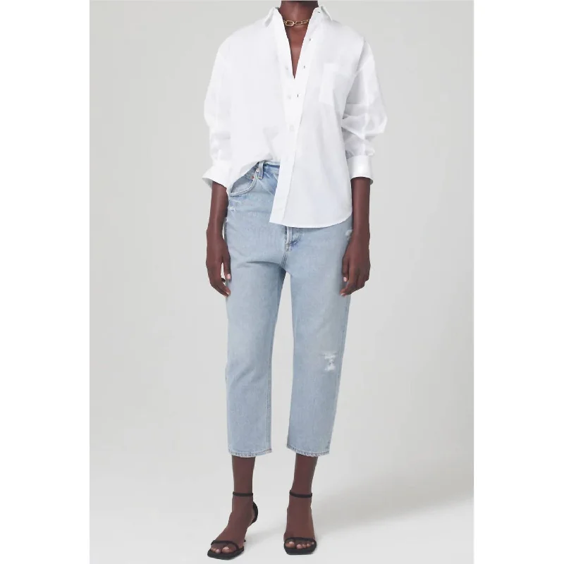 Pony Boy Low Slung Relaxed Jeans In Blue Trendy Wide-Legged High-Waist Jeans