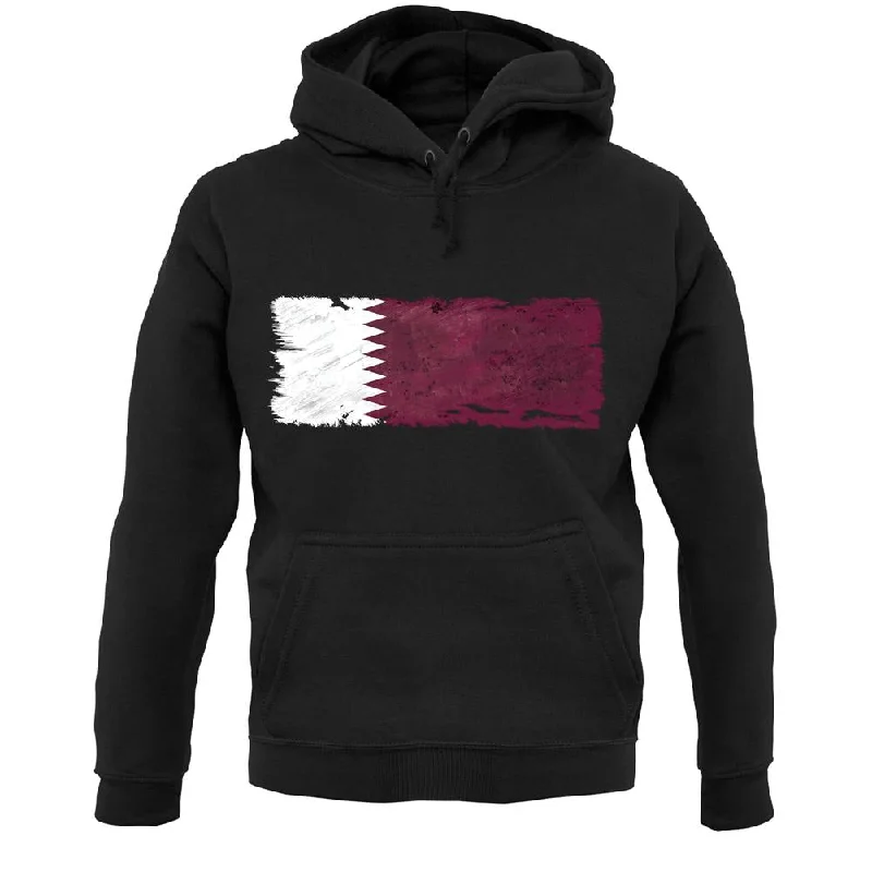 Qatar Grunge Style Flag Unisex Hoodie Hoodie with Slit Hem Functional Movement