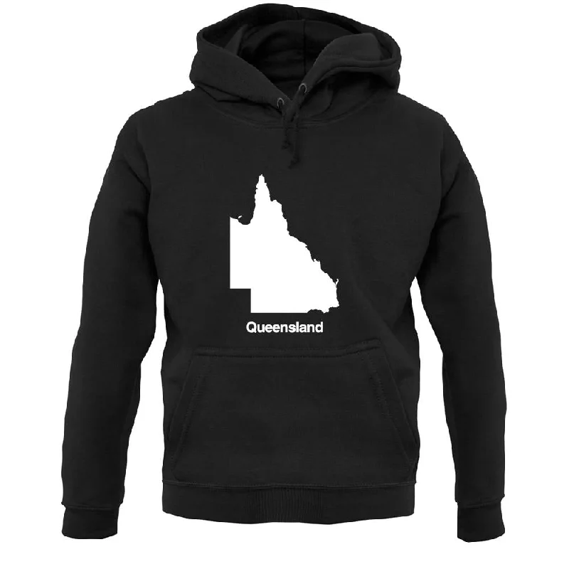 Queensland Silhouette Unisex Hoodie Hoodie with Hem Elastic Stretchable Comfortable