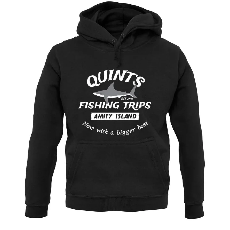 Quints Fishing Trips Unisex Hoodie Hoodie with Velcro Closure Adjustable Secure
