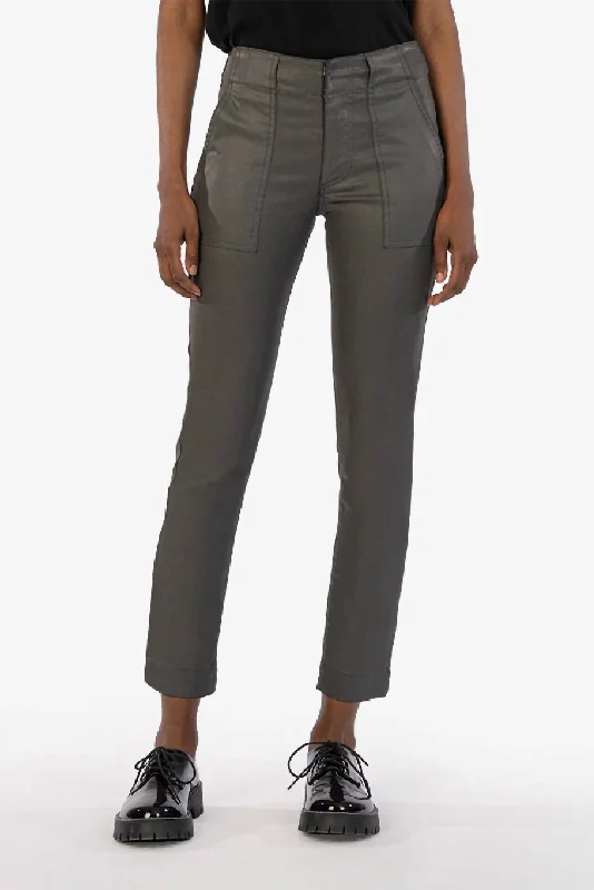 Reese Straight Leg Jeans In Grey Chic Double Waistband Jeans