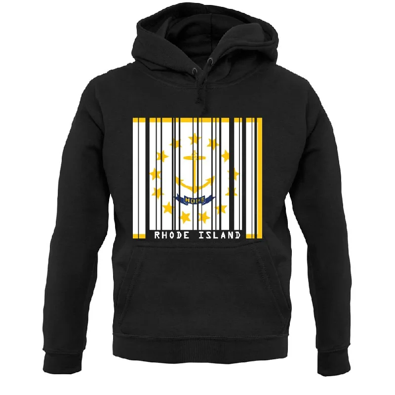 Rhode Island Barcode Style Flag Unisex Hoodie Hoodie with Oversized Fit Loose Comfortable Rhode Island Barcode Style Flag Unisex Hoodie Hoodie with Oversized Fit Loose Comfortable