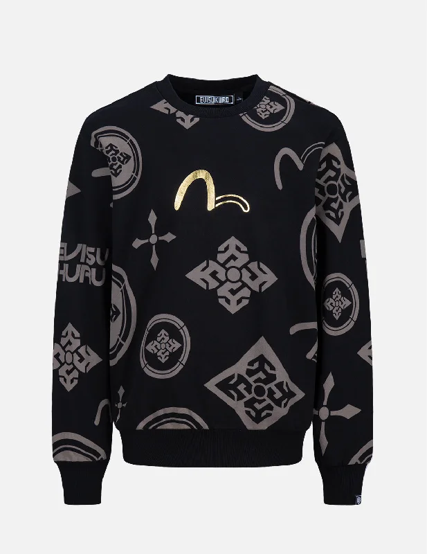 Seagull and Logo Foil Print Monogram Sweatshirt Hoodie with Double Zipper Versatile Adjustable Seagull and Logo Foil Print Monogram Sweatshirt Hoodie with Double Zipper Versatile Adjustable