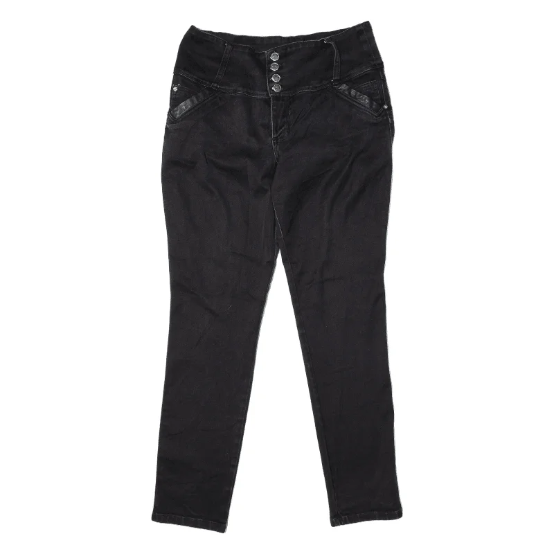 SEVEN7 High Waist Jeans Black Denim Slim Skinny Womens W32 L30 Stylish Paperbag Waist Denim SEVEN7 High Waist Jeans Black Denim Slim Skinny Womens W32 L30 Stylish Paperbag Waist Denim