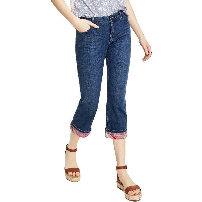 Style & Co. Womens Mid Rise Slimming Capri Jeans Trendy Flared Leg Jeans